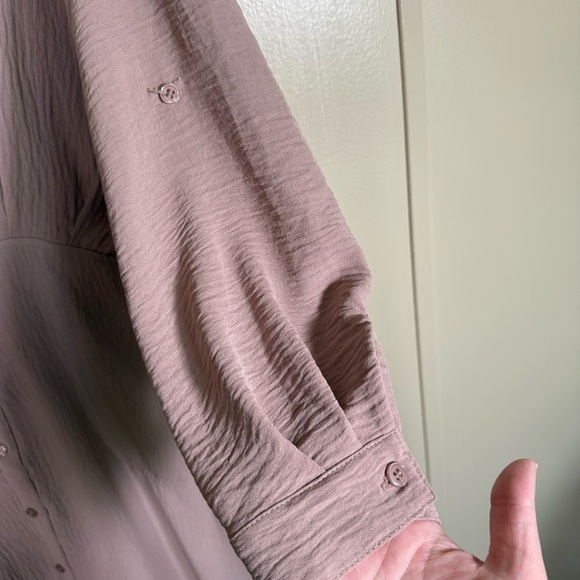 NWT Max Studio Taupe Long Sleeve Button up Dress size Medium - Picture 6 of 10